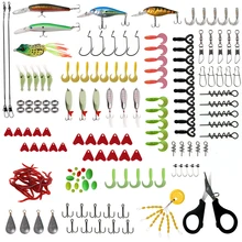 170 шт./кор. рыболовные приманки комплект со бронзовых морских рыболовных крючков воблера Minnow топвотер лягушка жесткая приманка блесна, блесна, креветки Пластик червь