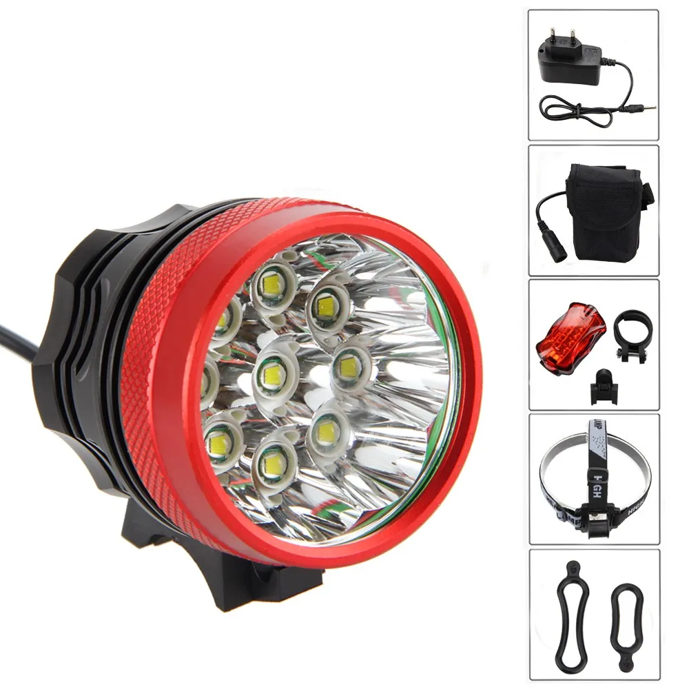 Cheap Front Bike Light 15000Lm 9xT6 LED Bike Headlamp MTB Safety Cycling Lamp Torch + Front Rear Taillight+6x18650 Battery Pack 13 Cheap Front Bike Light 15000Lm 9xT6 LED Bike Headlamp MTB Safety Cycling Lamp Torch + Front Rear Taillight+6x18650 Battery Pack 13