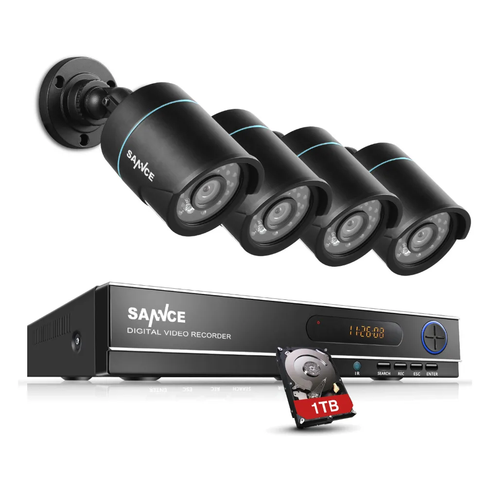 SANNCE HD 1080 8CH CCTV camera system kits Video DVR 1.0MP 720P Surveillance Camera IR cut outdoor with 1TB hard disck