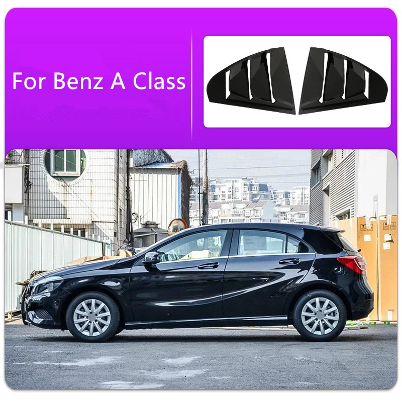 

Gloss Black Car Rear Window Louvers piano lacquer Car Stickers Car cover For Mercedes Benz AMG A 2013 TO 2018 Car styling ABS