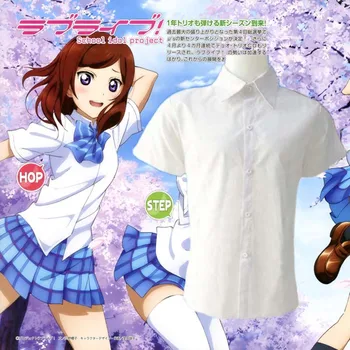 

New Summer Fashion Cute Basic Cotton Japanese Style White Shirt Love Live Cosplay Solid Short Sleeve Shirt Women Casual Uniform