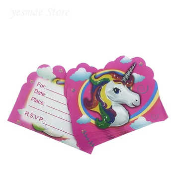 

10PCS Kids Birthday party decoration Cartoon unicorns theme birthday invitation card baby shower decoration baptism gift