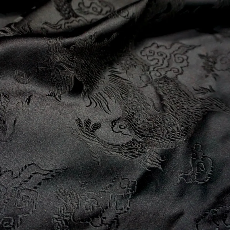 Жаккардовая жаккардовая ткань с эффектом металлик, 75 см x 100 см, черный Рисунок дракона, 3D жаккардовая пряжа, окрашенная ткань для женщин