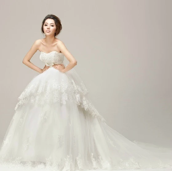 2013 wedding quality lace sweet princess yarn wedding dress customize
