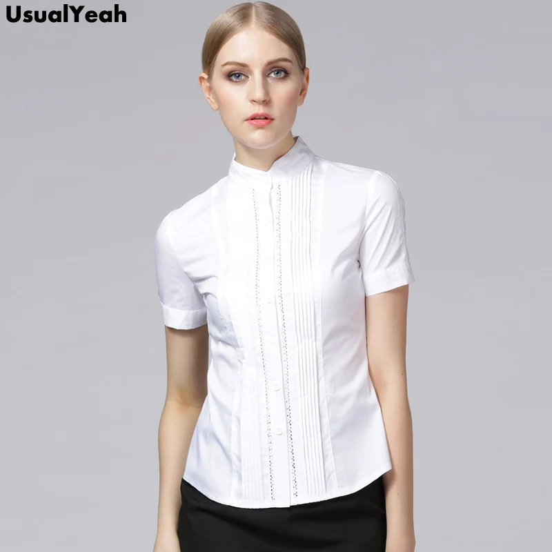 usualyeah-women-blouses-summer-elegant-short-sleeve-pleated-cotton-slim-hollow-out-lace-tops-shirts-blue-white-s-xxl