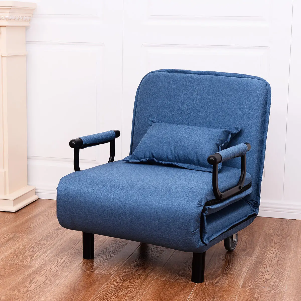 Giantex Convertible Sofa Bed Modern Folding Arm Chair Sleeper Leisure Recliner Living Room Lounge Couch Furniture HW54759BL