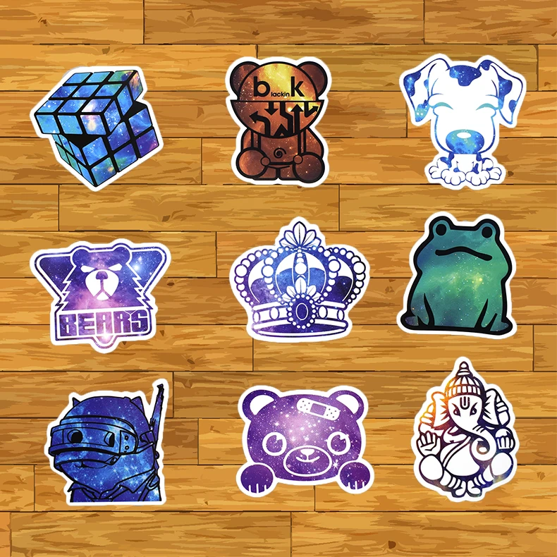 

50pcs/pack Starry sky stickers for children kids WIFI Laptop Moto Car guitar luggage skateboard bicycle waterproof PVC stickers
