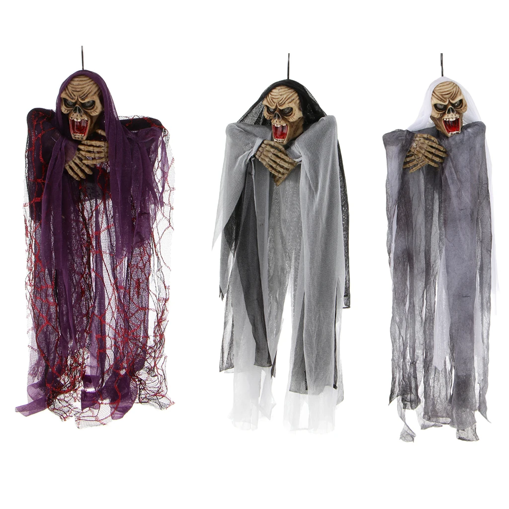Scary Voice Control Hanging Ghost Witch Animated Halloween Party Indoor Outdoor Decor Haunted House Props