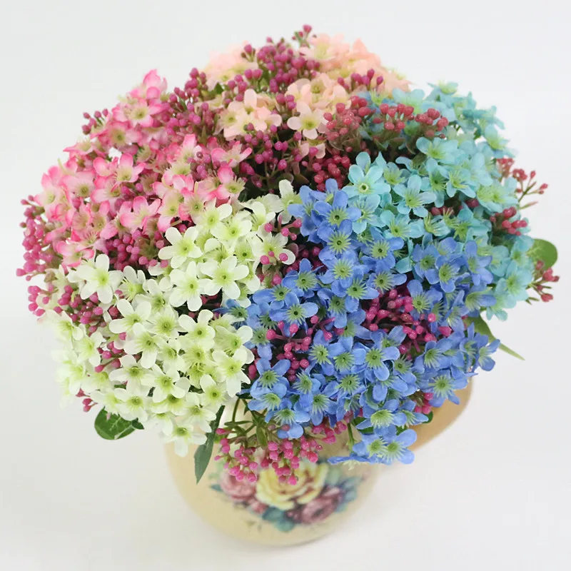 Flone Simulation European Gypsophila Flower Bouquet Small Daisy Dance Silk Flowers Decoration Wedding Flower Arrangement  (2)