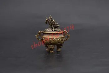 

Solid, pure copper, micro-carving, dragon head animal feet small incense stove, handicraft, decorations, collections