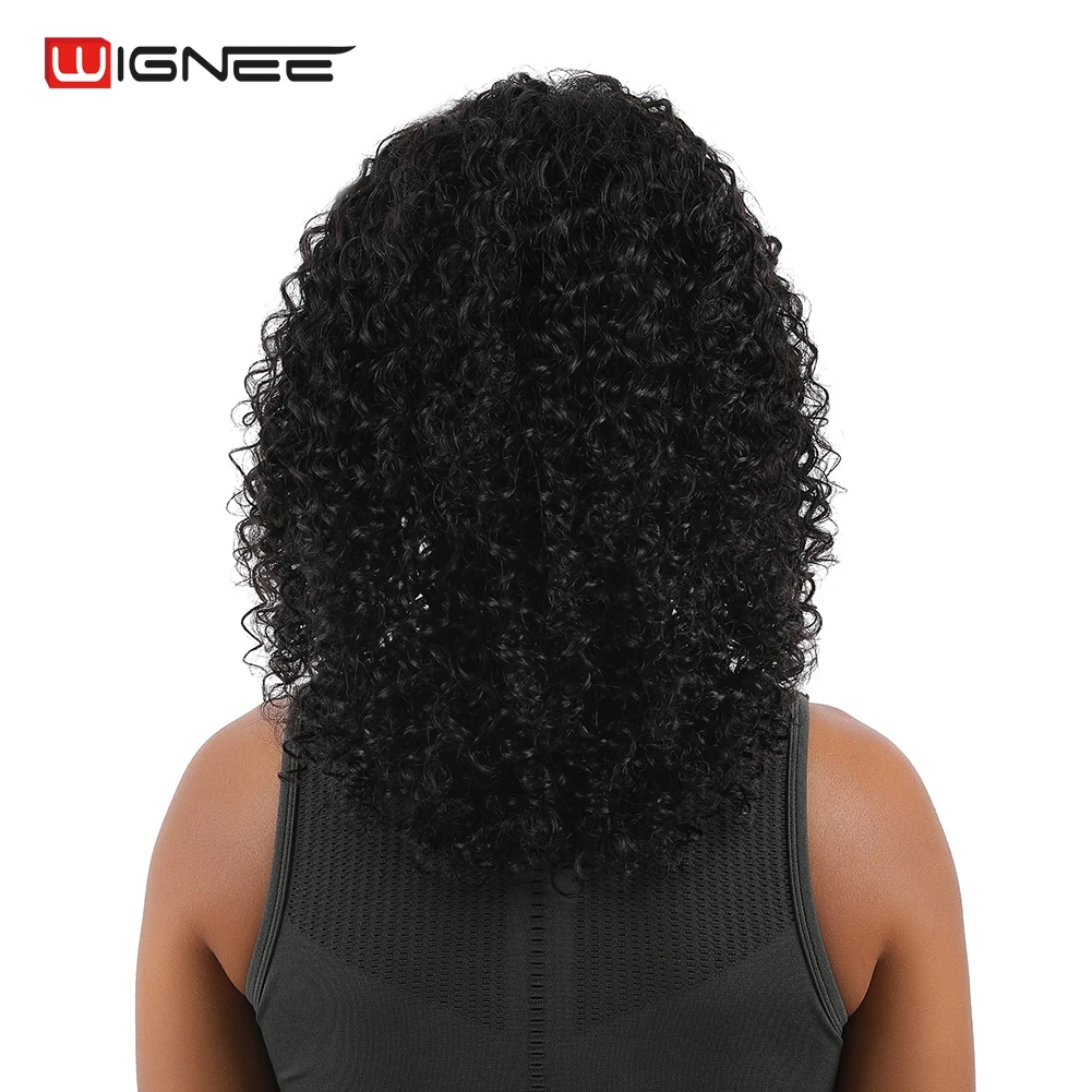 Wignee кудрявый предварительно сорванный кружевной передний парик человеческих волос для женщин высокой плотности температуры бразильские