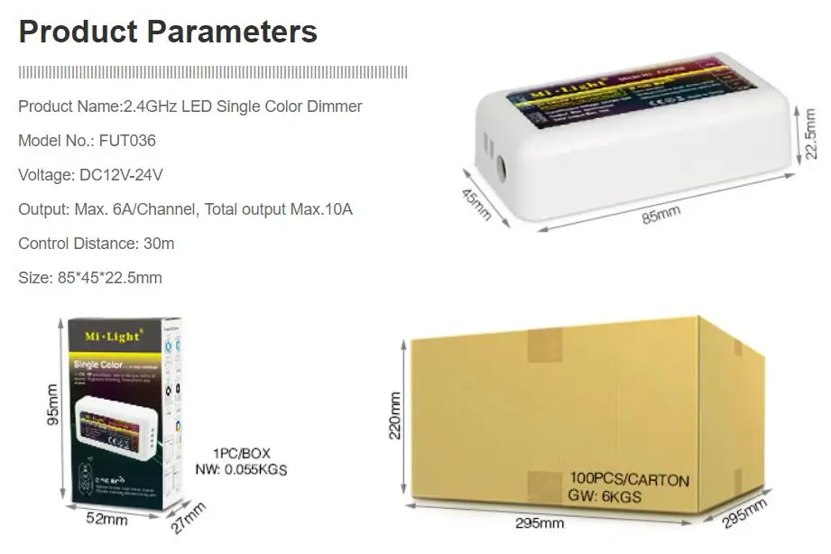 MiLight 2,4 г RF FUT035 FUT036 FUT037 FUT038 FUT039 светодиодный контроллер Диммер для одного цвета CCT RGB RGBW RGB+ CCT лента света
