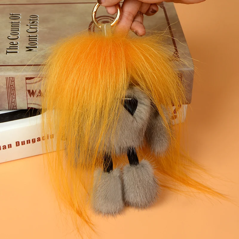 

Creative new mink hair crazy small monster bag pendant cute car key chain plush fur ornaments