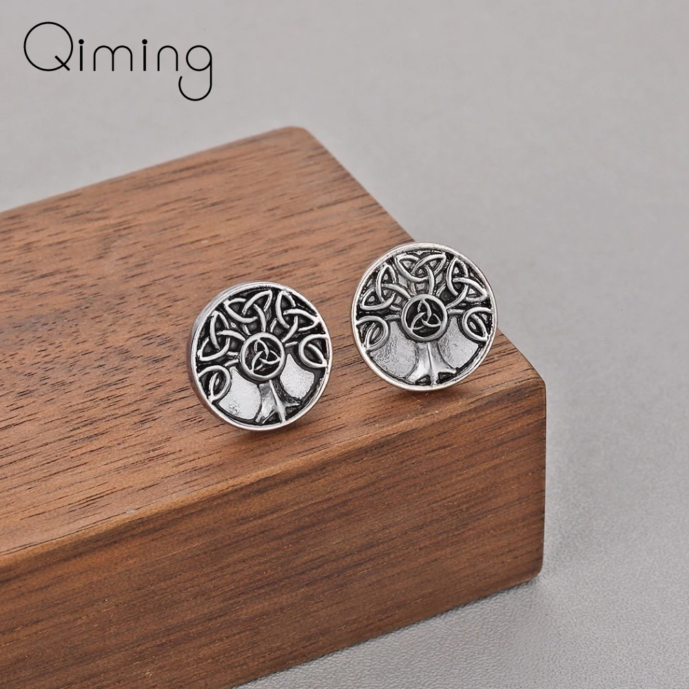 

Family Tree of Life Earring Women Female Peace Knot Slavic Viking Brand Jewelry Accessories Silver Stud Earrings Party Gift