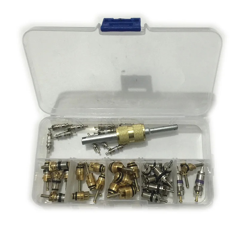 40Pcs R134A Automotive Air Conditioning Valve Core With Box A/C Tire Valve Stem Core Remover