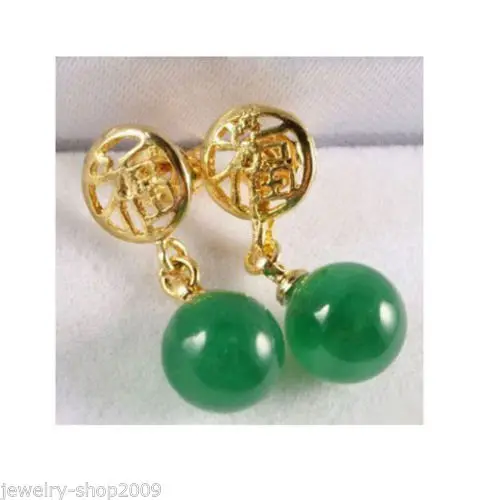 

Jewellery Green Jade Beads 18KGP Fortune Earring