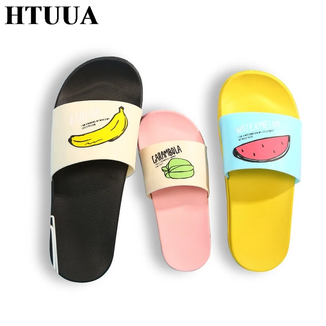 HTUUA Summer Women Slippers Soft Soles Non-slip Home Bathroom Slippers Beach Flip Flops Shoes Woman Outside Flat Slides SX993