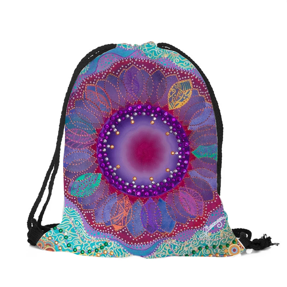 Мандала Цветочный Принт шнурок рюкзак модный рюкзак для мужчин и женщин унисекс сумка на плечо Повседневная офисная Полезная - Цвет: 005
