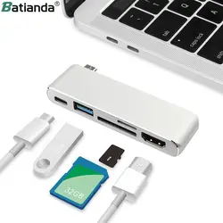 Batianda Тип usb C концентратор для чтения карт USB C 3,0 адаптер с 4 к HDMI для MacBook Pro 2016 2017 2018 Air 13 A1932 USB-C мощность