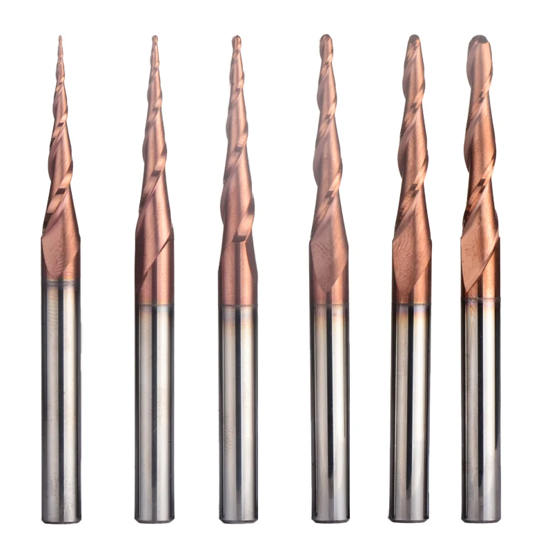

1pc Tungsten solid carbide inch size H-Si Taper Ball Nose CNC milling cutter router bits for wood and cutters for metal end mill