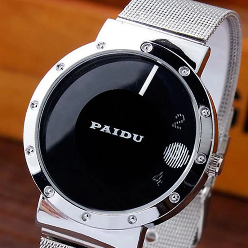 

Unique Simple Creative Dial Stainless Steel Mesh Belt Cool Minimalist Unisex Watches Men Women Black White Gifts