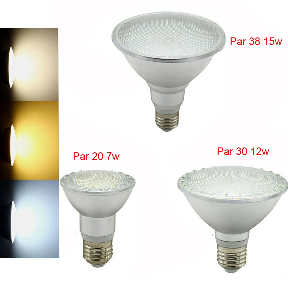 Супер яркая 2835 SMD PAR20/PAR30/PAR38 E27 светодиодная лампа с регулируемой яркостью 7 Вт/12
