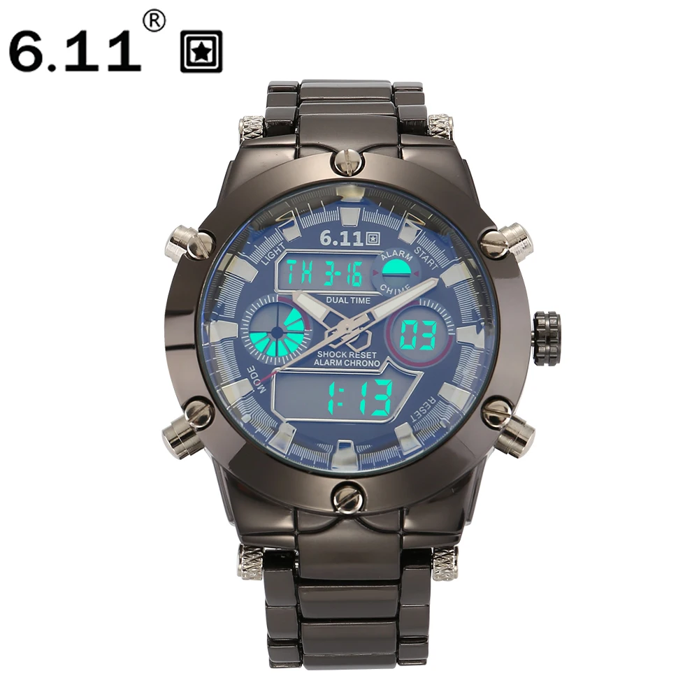 

2016 New Luxury Brand Men's Quartz Digital Watch Men Sports Watches Full Steel Clock LCD Military Wrist Watch Relogio