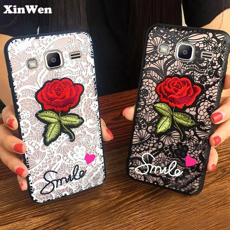 

XinWen luxury cute Fashion Rose Flower hard PC Phone cover coque case For samsung galaxy j2 prime j2prime Sexy Woman Lace Back