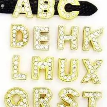 20 шт./лот 10 мм DIY Золото Цвет горный Хрусталь Слайд буквы "-M можно выбрать каждая буква" Fit для брелки и браслет