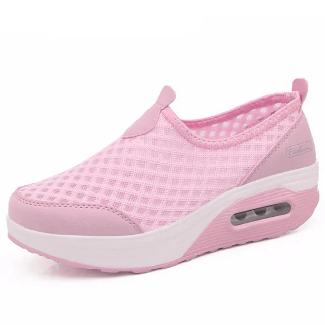Дышащая повседневная спортивная обувь для женщин; коллекция года; прогулочная спортивная обувь; легкие амортизирующие кроссовки; женская обувь - Цвет: Pink