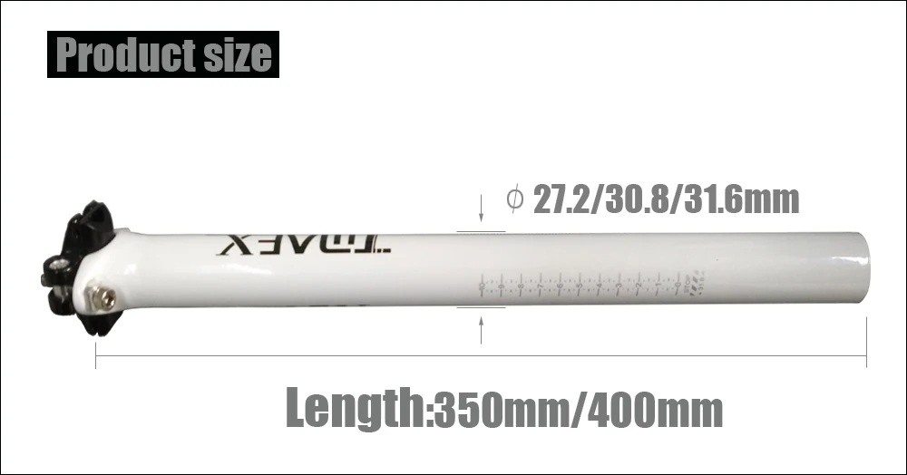 TMAEX-белый логотип углерода подседельный штырь волокна велосипед MTB/дорожный велосипед Подседельный штырь велосипед двойной ногтей подседельный штырь Seattube 27,2/30,8/31,6*350/400 мм
