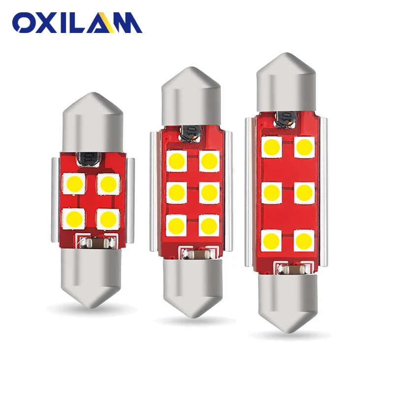 

OXILAM 4Pcs Canbus C5W LED 3030 SMD Festoon 31mm 36mm 41mm 42mm Dome Reading Light Bulb Car Interior lighting 12V 6000K White