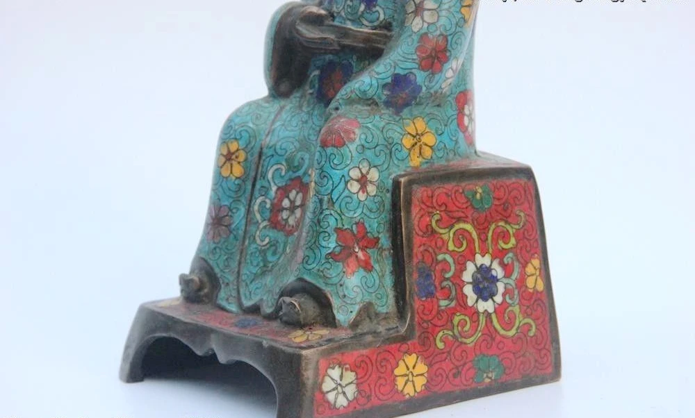 Китайский Королевский Медь бронза перегородчатой эмали императорского двора функционер статуя