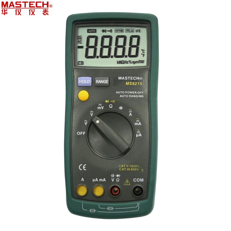 

1pcs MASTECH MS8215 Auto Range Digital Multimeter DMM AC/DC Voltmeter Ammeter Multitester Ohmmeter Capacitor Tester Megohmmeter