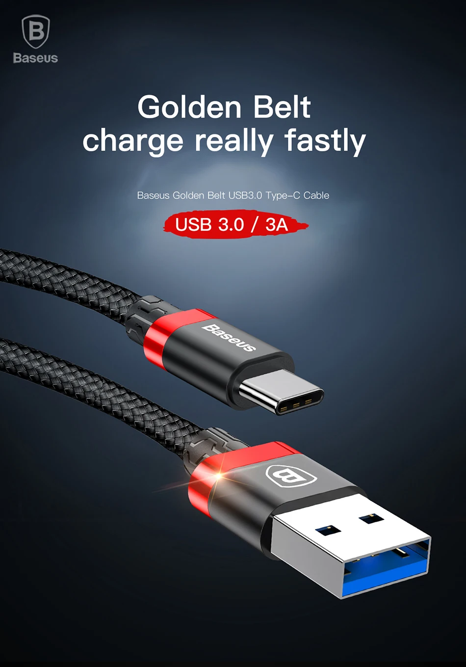 Baseus Тип usb C зарядный кабель для samsung Galaxy S9 S8 плюс Note8 USB 3,0 Тип-с быстрый зарядный кабель для передачи данных для oneplus 6 NEX 5 t 5 max