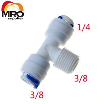 

5 pcs 1/4" 3/8" 3/8" OD Hose Type T Quick Connection RO Water Connector Fittings Reverse Osmosis Aquarium System ST006E