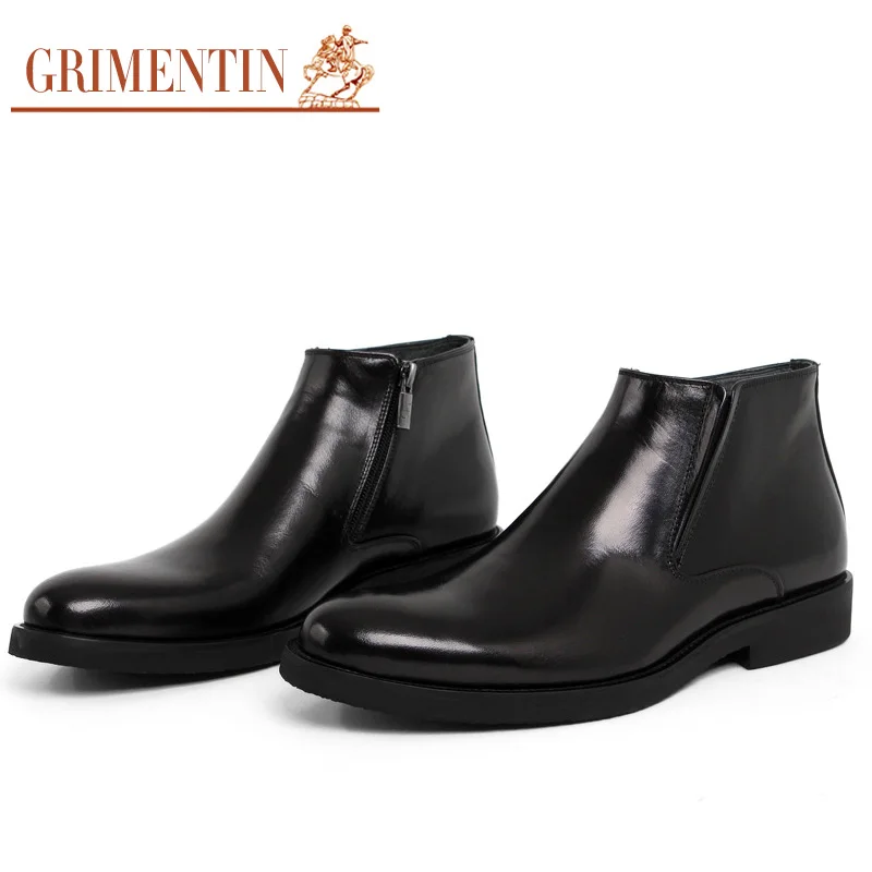 

GRIMENTIN brand genuine leather mens ankle boots high quality comfortable Italian designer wedding shoes men for business zb453