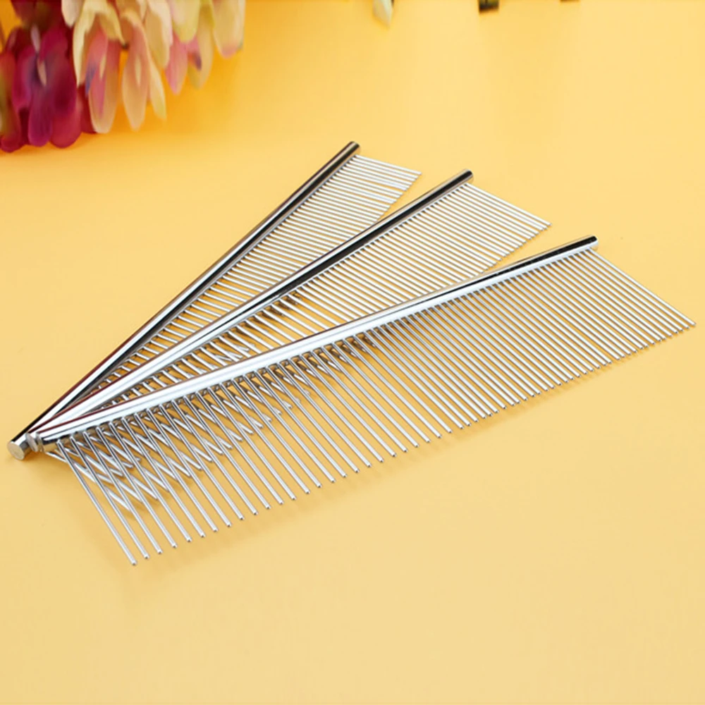 Super Surdy Durable Pet Grooming Cat Dog Puppy Long Haired Fur Grooming Sliver Metal Anti-static Comb Pet Beauty Tool New