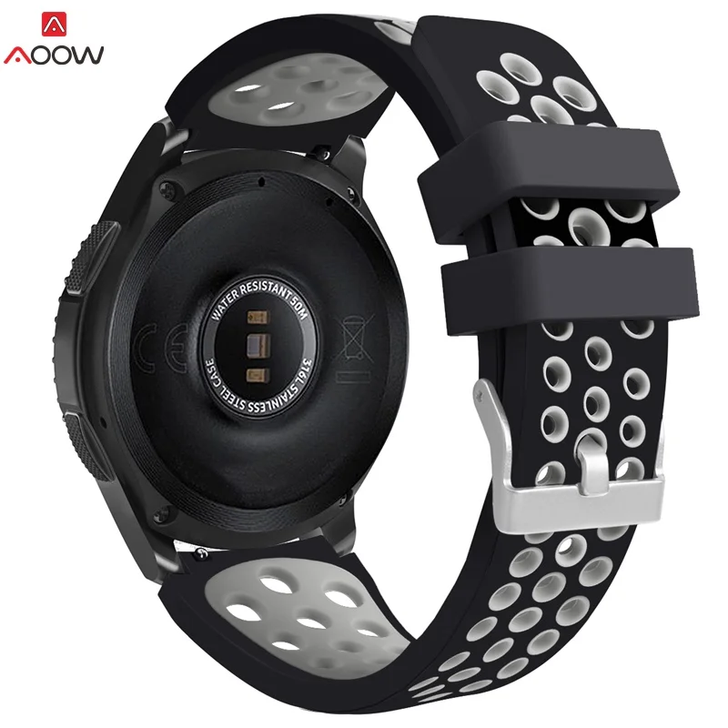 22 мм силиконовый ремешок для часов для samsung Galaxy Watch 46 мм версия часы замена Браслет ремешок для SM-R800 высокое качество - Цвет ремешка: black grey