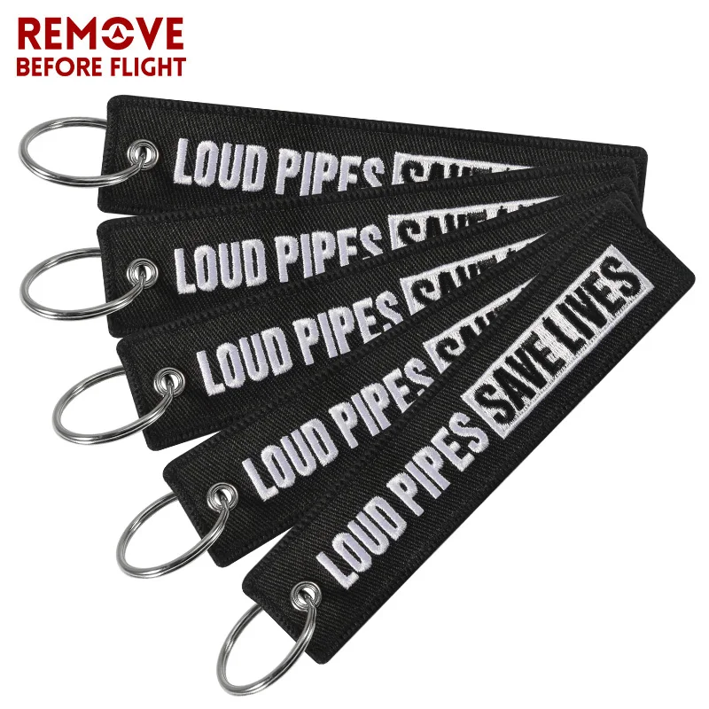 

5pcs Car Key Ring Embroidery Keychain Motorcycle for Car Bijoux Loud Pipes Save Lives Special Key Tag Gifts Key Chain