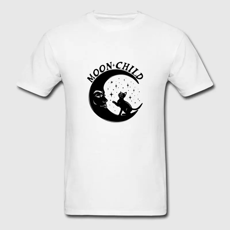 Модные Для мужчин футболка 100% хлопок Moon Child для Йог мужской Weird Camisetas Hombre известные