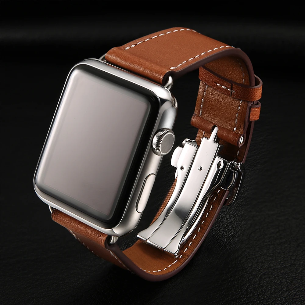 Роскошный ремешок для Apple Watch 38 мм 40 42 44 из натуральной кожи с пряжкой iWatch серии 1 2 3