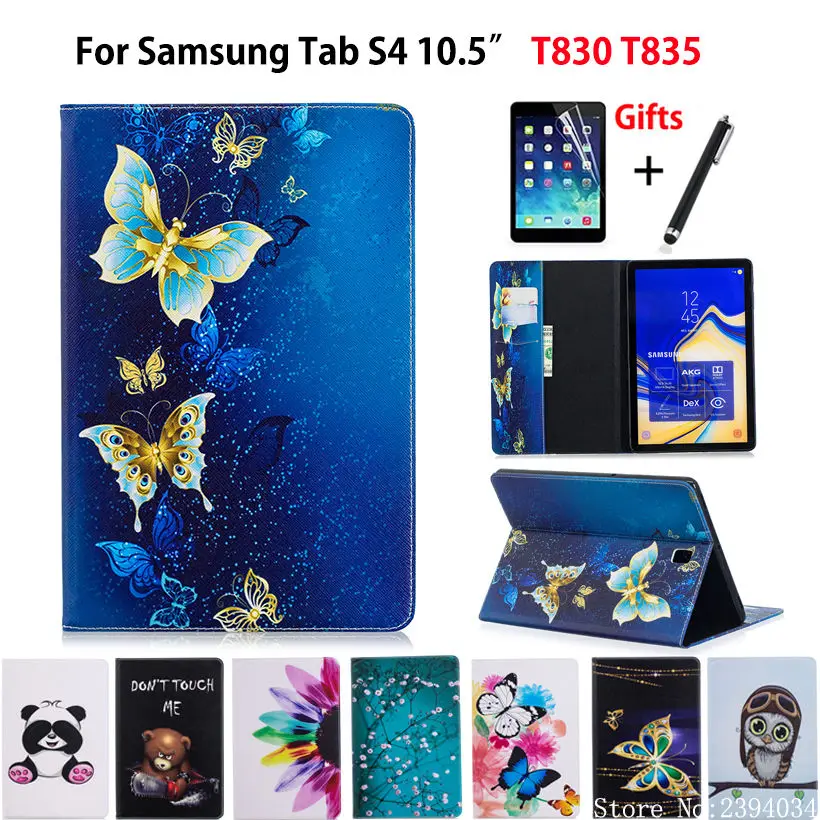 Чехол для Samsung Galaxy Tab S4 10,5 T830 T835 SM-T830 SM-T835 10,5 "чехол принципиально планшет с модным рисунком Coque основа + пленка + стилус