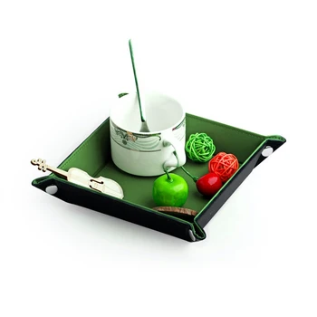 

PU Leather Bedside Storage Jewelry Tray Folding Desktop Organizer for Jewelry Key Cell Phone Laundry Basket Practical Type