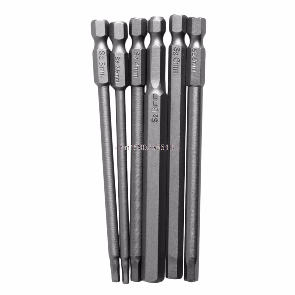 6 шт./компл. T2.5 T8 100 мм Магнитная отвертка Torx биты 1/4 &quotшестигранный