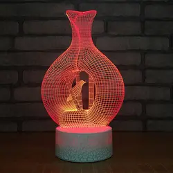 3D светодио дный лампы цвет ful градиент визуальный 7 цветов изменить ваза птица ночник сенсорный выключатель животных модель атмосфера Декор