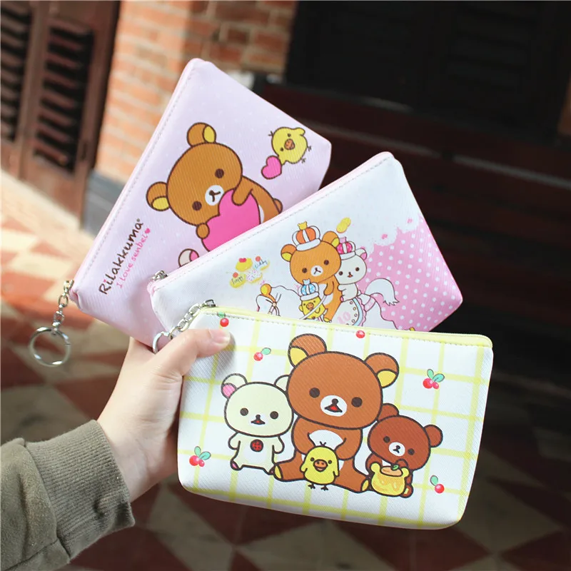 

IVYYE 1PCS Rilakkuma Bear Anime PU Coin Purse Cartoon Soft Change Bags Coins Pouch Money Wallet Card Key Storage Kids Gift