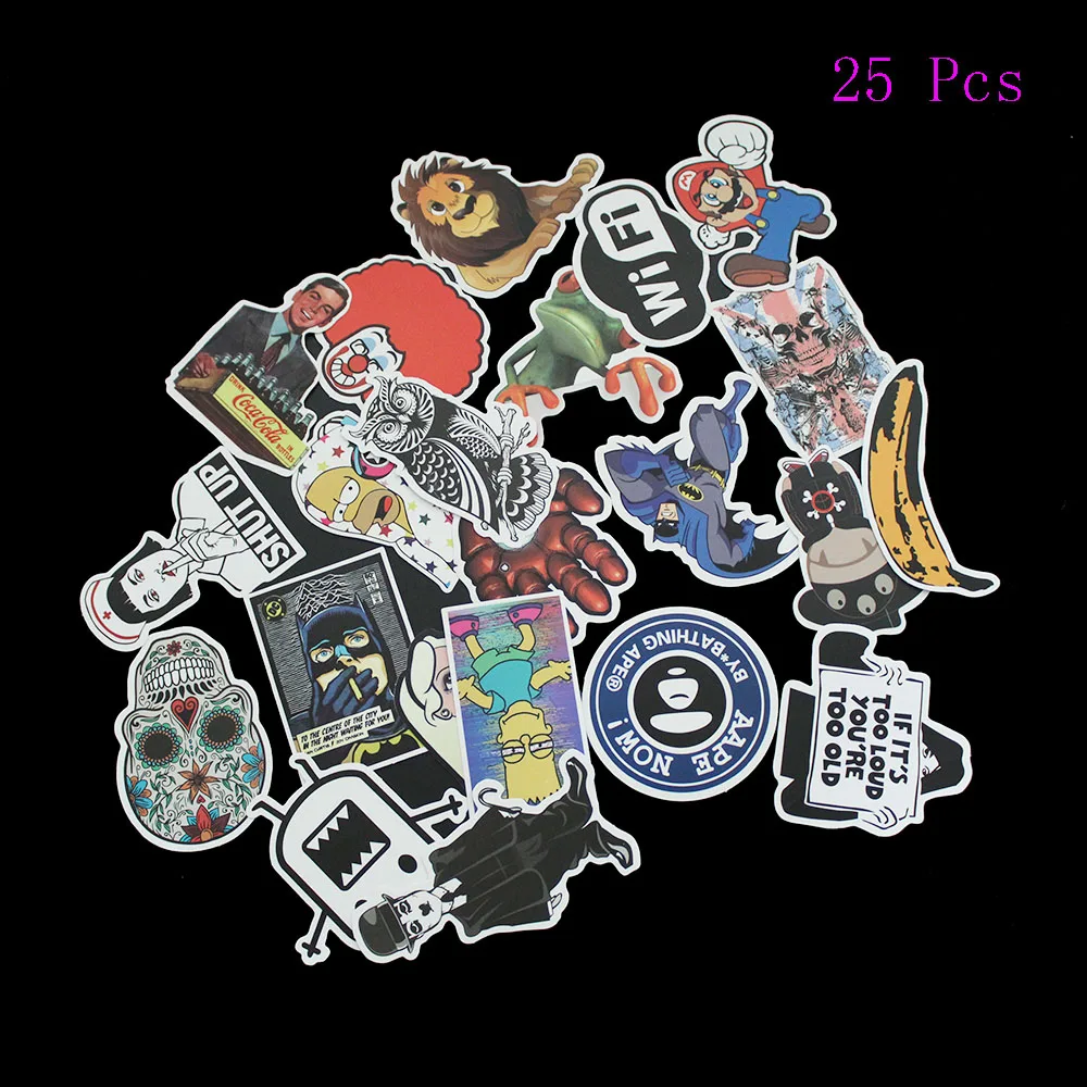 25Pcs Funny Anime Cartoon Stickers For Laptop Luggage Skateboard Motorcycle Decal Sticker