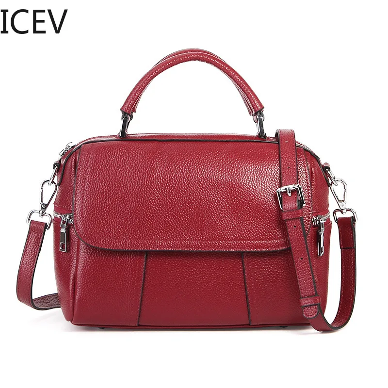 

ICEV New Simple Women Leather Handbags Bags Handbags Women Famous Brands Fashion Genuine Leather Ladies Office Totes Bolsa Sac