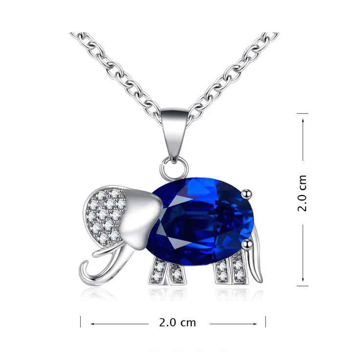 Лаборатория сапфировый синий камень слон кулон ожерелье для женщин 925 пробы серебряные ювелирные изделия животное дизайнер кристалл подарок - Цвет камня: Blue Stone
